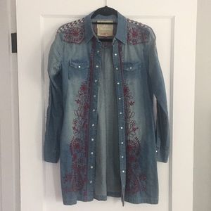 Johnny Was Denim Embroidered Tunic